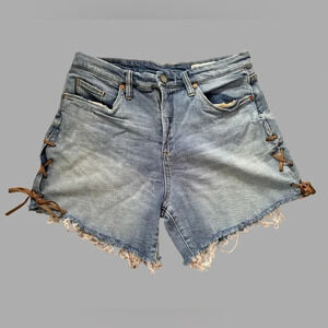 Blank NYC Jean Shorts Womens 29 Retro High Rise Stretch Fray Hem Cut-Off